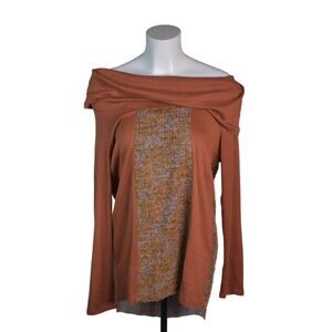 Altar'd State Off the Shoulder Sweater Rust Orange Tunic Sheer Cut Out Small